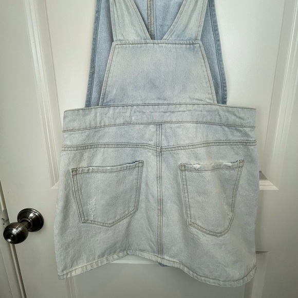 Forever 21 Denim Overall Mini Skirt Bleached M - Picture 10 of 17